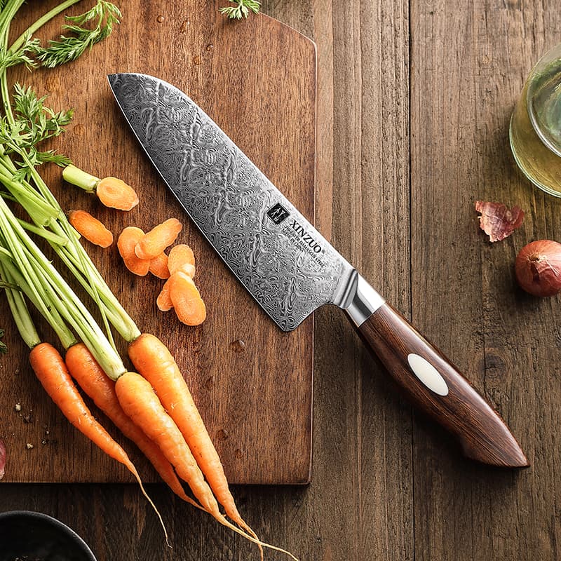 Santoku-kniv i 110 lag damaskusstål-7" -B46D-RS -Jiang-serien