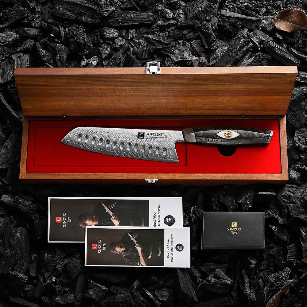 NYHET Santoku-kniv i 145 lag Damaskusstål - X04-RS Li-serien